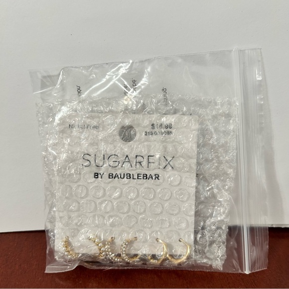 Sugarfix by BaubleBar Gold and Pearl Hoop Earrings Set - Picture 3 of 3